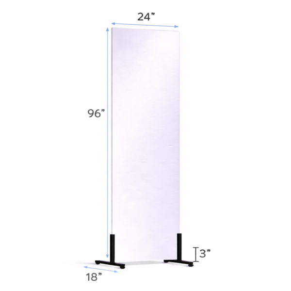 24 x 96 Vertical Free-standing glassless mirror on floor stand for portable use