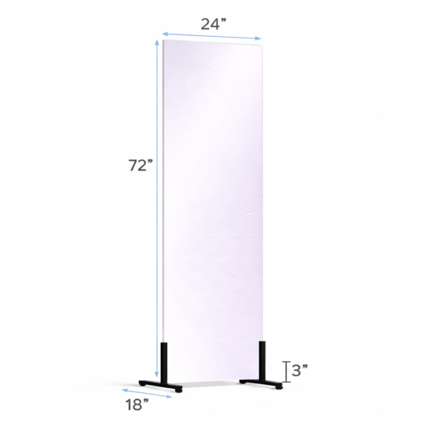 24 x 72 Vertical Free-standing glassless mirror on floor stand for portable use