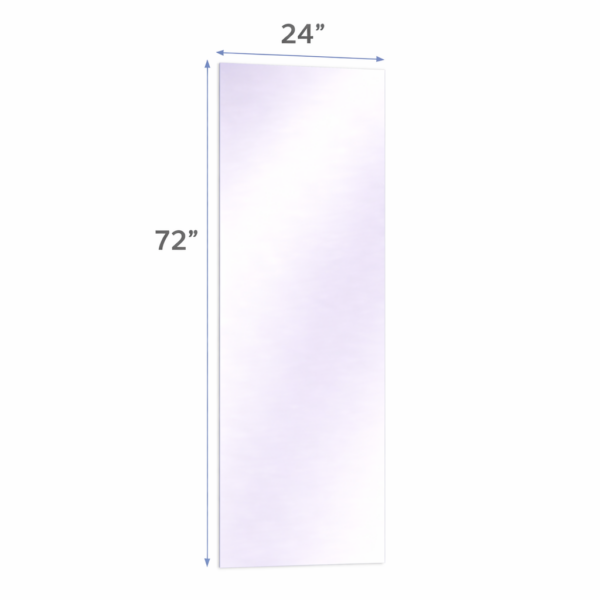 24 x 72 Surface-mounted glassless mirror installed on a wall in a professional studio environment