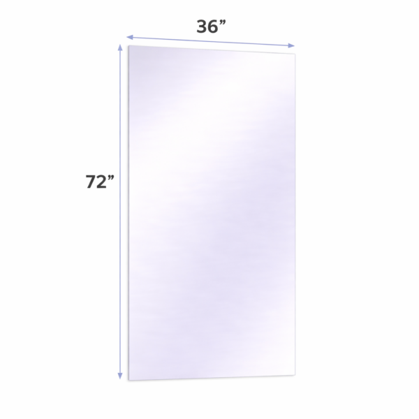 36 x 72 Surface-mounted glassless mirror installed on a wall in a professional studio environment