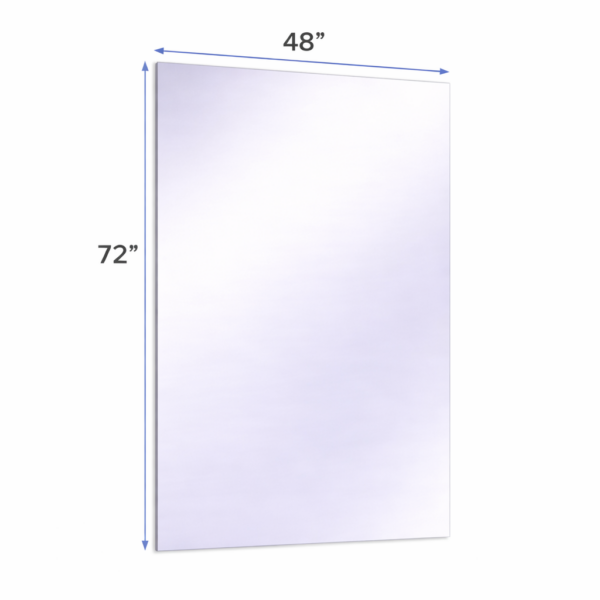 48 x 72 Surface-mounted glassless mirror installed on a wall in a professional studio environment