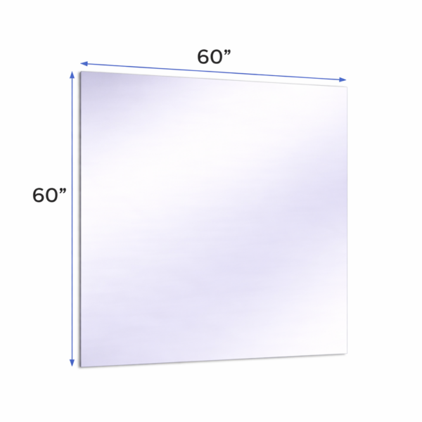 60 x 60 Surface-mounted glassless mirror installed on a wall in a professional studio environment