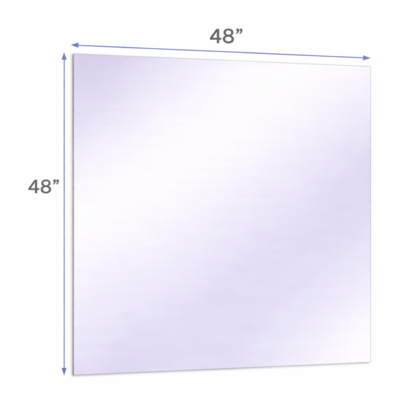 48 x 48 Surface-mounted glassless mirror installed on a wall in a professional studio environment