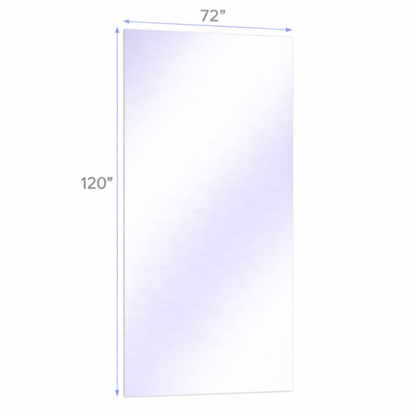 72 x 120 Surface-mounted glassless mirror installed on a wall in a professional studio environment
