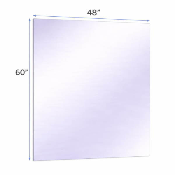 48 x 60 Surface-mounted glassless mirror installed on a wall in a professional studio environment