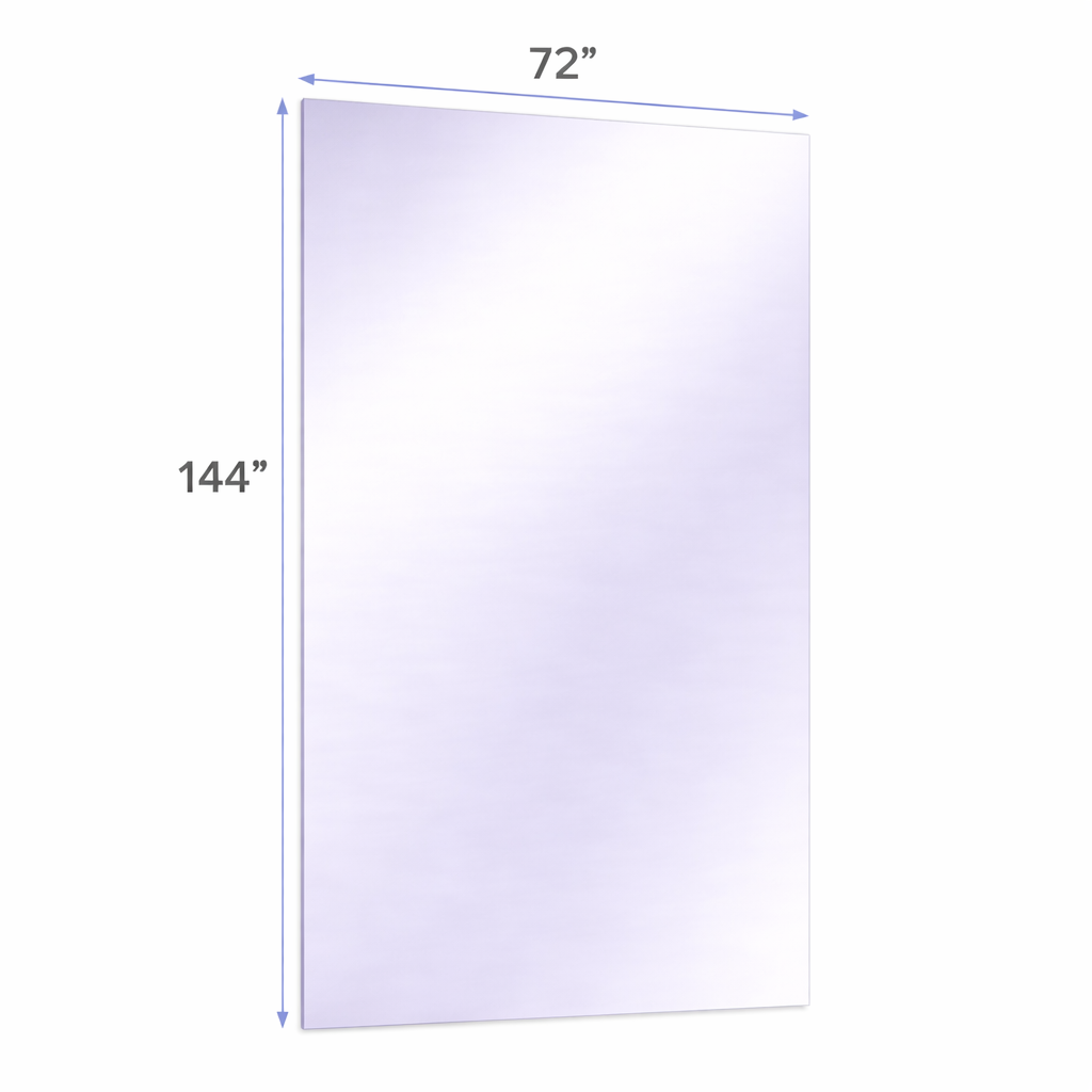 72 x 144 Surface-mounted glassless mirror installed on a wall in a professional studio environment