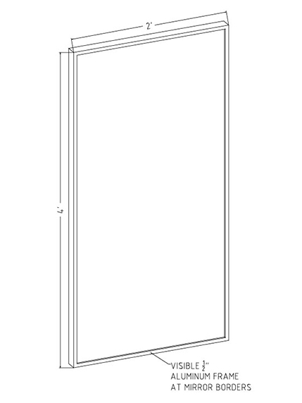 Hardcoat™ Surface Mount Mirror 24" x 48" x 1" - Image 2