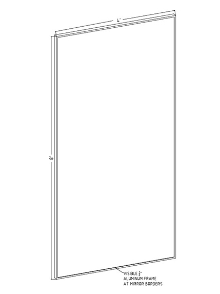 Hardcoat™ Surface Mount Mirror 48" x 96" x 1" - Image 2