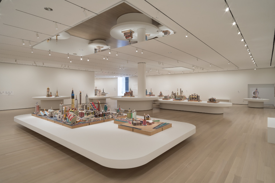 Museum gallery installation using ceiling-mounted Mirrorlite® glassless mirrors.