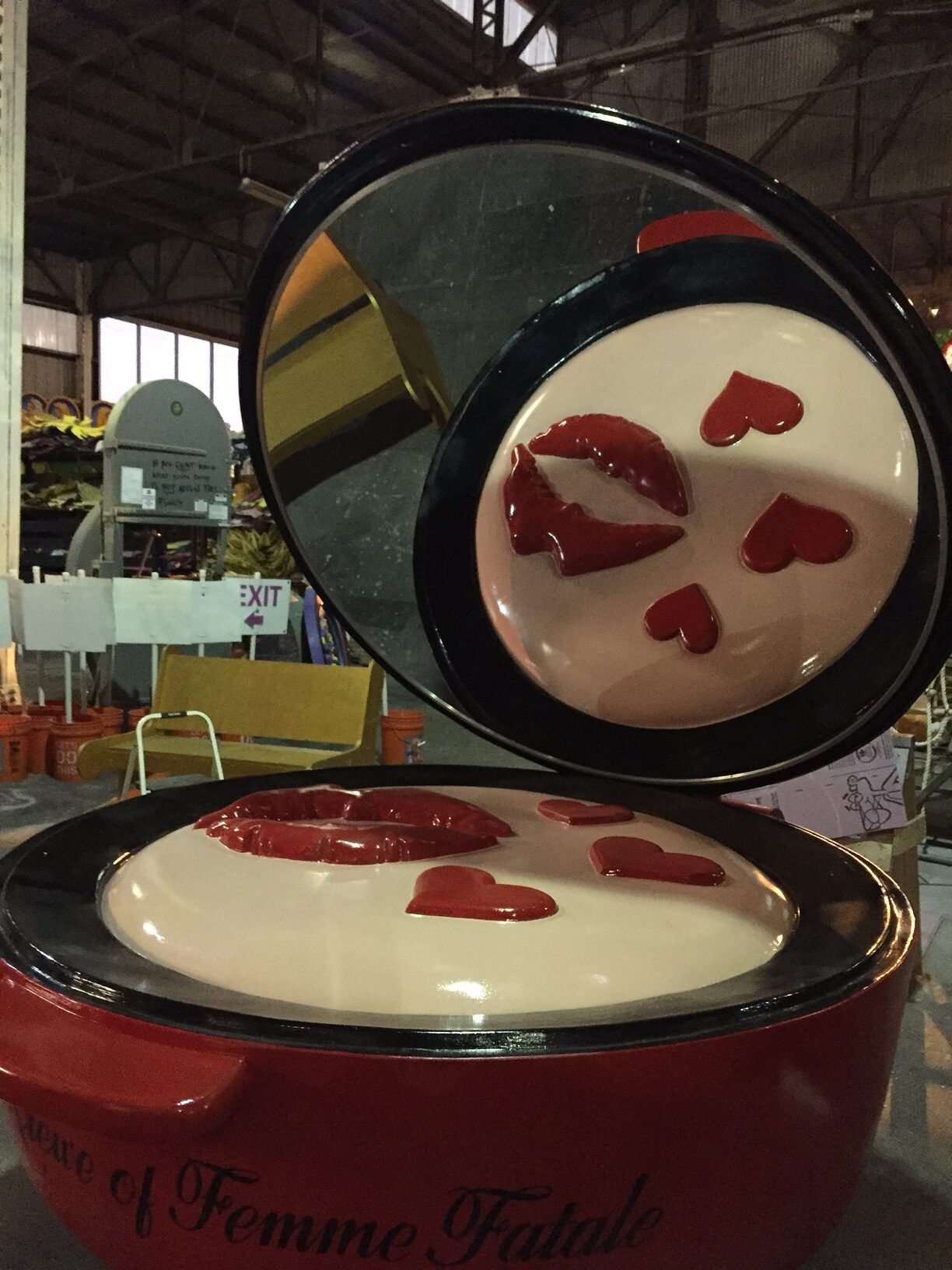 Custom art installation using a large Mirrorlite® glassless mirror inside a warehouse.