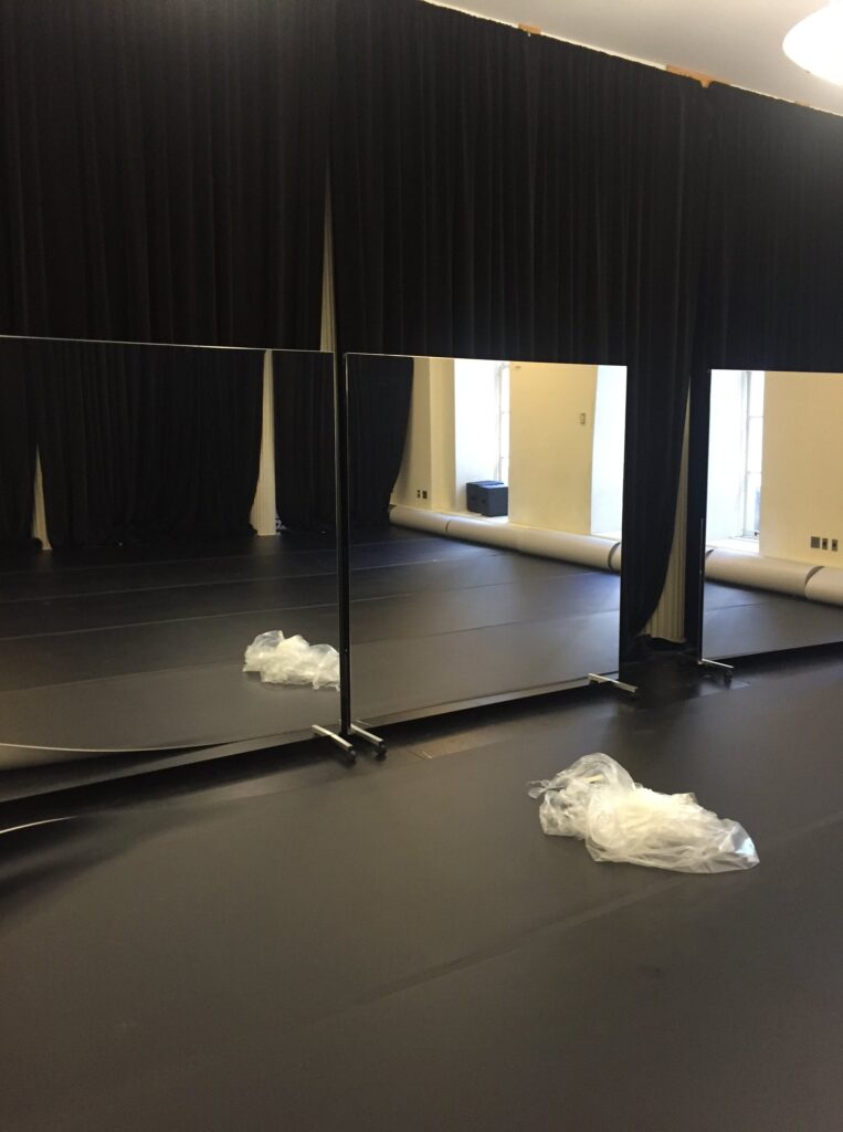 Vertical Freestanding Rolling Glassless Mirrors On Stage