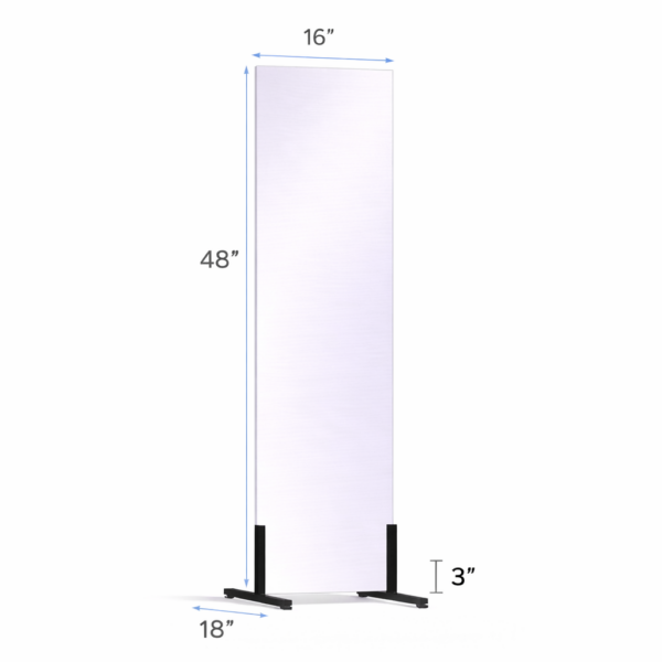 16 x 84 Vertical Free-standing glassless mirror on floor stand for portable use