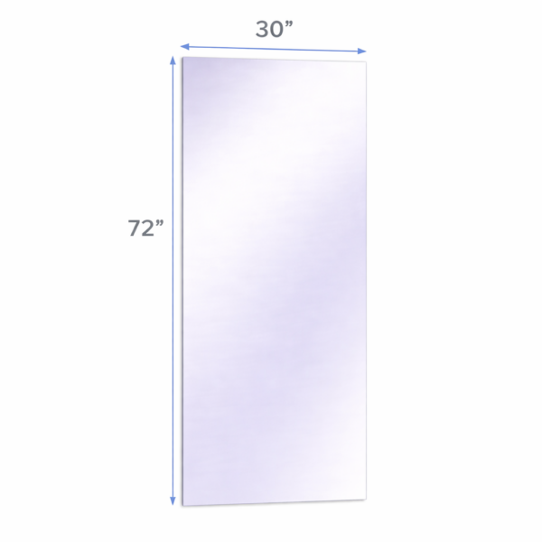 30 x 72 Surface-mounted glassless mirror installed on a wall in a professional studio environment