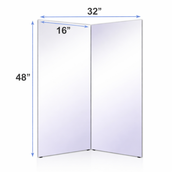 32 x 48 Bi Folding wardrobe glassless mirror with three panels designed for portable and safe use