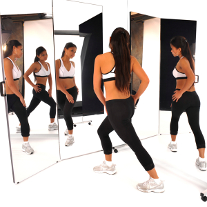 Vertical free standing glassless mirrors